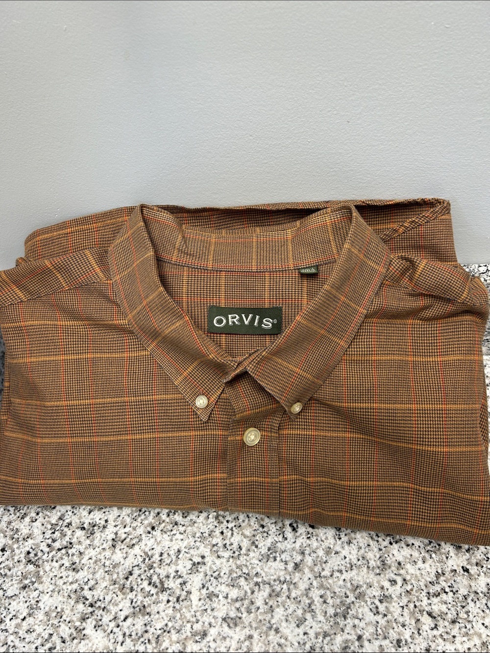 Orvis Country Twill Men’s XXLT Brown Houndstooth Plaid Button Down Shirt Fall - Picture 9 of 9